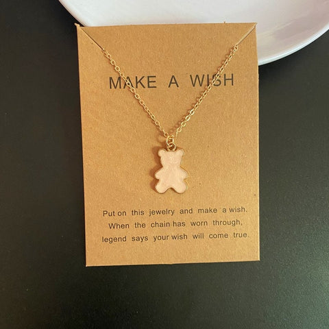 Make a Wish Friendship Necklace with Charm Bright Pink Pendant