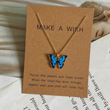 Make a Wish Friendship Necklace with Charm Romantic Cute Blue Butterfly Pendant