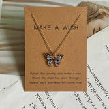 Make a Wish Friendship Necklace with Charm Romantic Grey and Black Butterfly Pendant