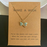 Make a Wish Friendship Necklace with Charm Blue Dragonfly Pendant