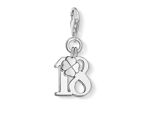 18th Birthday Celebration with Lobster Claw , 925 Sterling Silver  18th Birthday Dangle Charm Landmark Birthday - Fits all Charm Bracelets