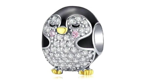 Penguin Charm Made From Sterling Silver 925 And Enamel - Compatible With European Charm Bracelets