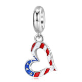 USA Flag heart Charm American Patriotic Charm, Patriotic Jewelry,4th of July,Memorial Day,Veterans Day,USA Gift, Love USA charm