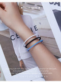 Blue and Pink Leather Fashion Bracelets Adjustable Chain  with 925 Sterling Silver 18cm-23cm