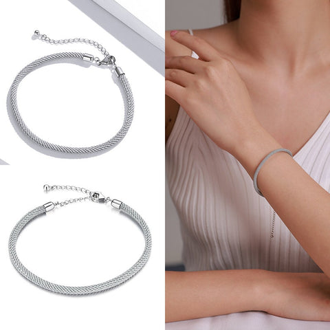 Grey Classic Rope Chain Minimalism with 925 Sterling Silver 16cm-20cm