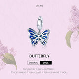 Sparkling Butterfly charm, Fits European style Charm 925 Sterling Silver Charm, Charm For Bracelet,