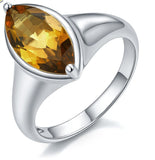 Natural Brown-yellow Quarts  Gemstone Ring Solid 925 Sterling silver ring for women Size 6 L 1/2 51.9mm