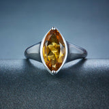 Natural Brown-yellow Quarts  Gemstone Ring Solid 925 Sterling silver ring for women Size 6 L 1/2 51.9mm