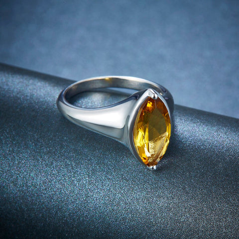 Natural Brown-yellow Quarts  Gemstone Ring Solid 925 Sterling silver ring for women Size 6 L 1/2 51.9mm