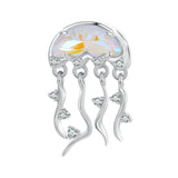 Jellyfish Charm European style Bracelets, 925 Sterling Silver, Ocean Jellyfish Jewelry, Dangle Charm Pendant Ocean Gift