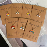 Make a Wish Friendship Necklace with Charm Rainbow Pendant, Rainbow and clouds necklace