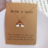 Make a Wish Friendship Necklace with Charm Rainbow Pendant, Rainbow and clouds necklace