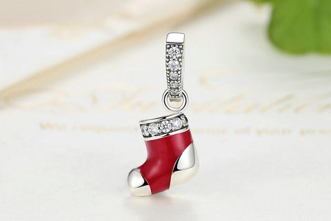 Christmas Stocking Charm Genuine 925 Sterling Silver Charms Gifts for her Christmas gift, Christmas Charm, Christmas stocking