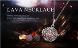 Lotus Volcanic Stone Necklace Aromatherapy Essential Oil Lava Stone Diffuser Necklace Jewelry for Women Gift 14mm Cage 7 Stones no oil incl