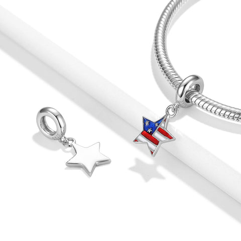 USA Flag Star Charm American Patriotic Charm, Patriotic Jewelry,4th of July,Memorial Day,Veterans Day,USA Gift, Love USA charm