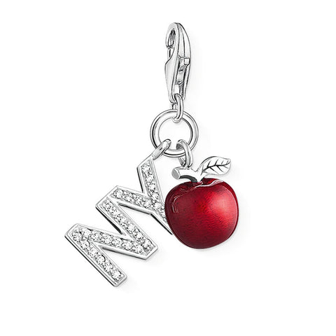 USA Dangle New York 925 Silver Charm with Lobster claw European style Bracelet, Necklace charm, 925 Charm, Gifts for her Big Apple