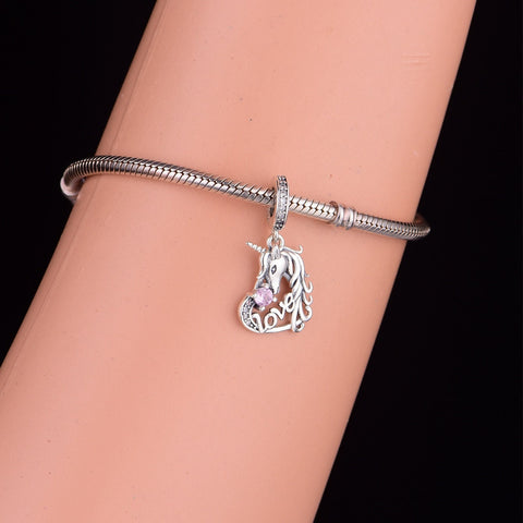 Unicorn Charm Unicorn Love Pendant,925 Sterling Silver,Unicorn Charm,Fantasy Charm,Fairy Charm