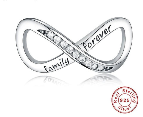 Family forever Infinity Charm Infinity Charm 925 Silver Charm European style Bracelet, Necklace charm