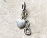 Infinity Charm Infinity  heart Charm 925 Silver Charm European style Bracelet, Necklace charm