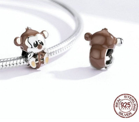 Cute Monkey charm 925 Sterling Silver, Monkey Jewelry, Monkey Pendant, Monkey Gift, Safari Souvenir, Monkey Charm Birthday