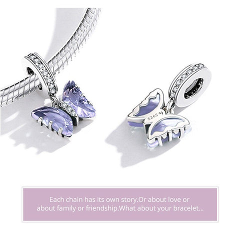 Blue/Purple Butterfly charm 925 Sterling Silver Charm, Butterfly Charm Bracelet Necklace Charm, 925 Butterfly Charm,Butterfly gift