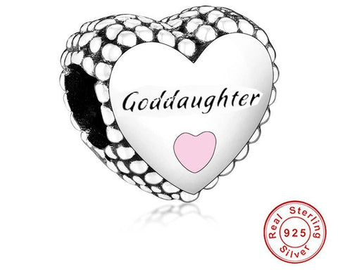 Goddaughter Heart Charm Heart 925 Silver Charm European style Bracelet, Necklace charm