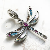 Dragonfly charm Garden Charms 925 Silver Charm European style Bracelet , Necklace Charm, 925 Charm, Gifts for her