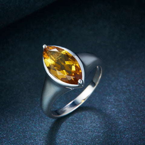 Natural Brown-yellow Quarts  Gemstone Ring Solid 925 Sterling silver ring for women Size 6 L 1/2 51.9mm