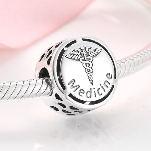 Medicine Charm Beads Silver Medical Charms 925 Silver Charm European style Bracelet Necklace Charm occupational signs charm Job