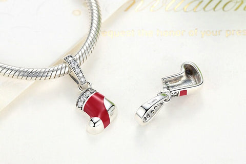 Christmas Stocking Charm Genuine 925 Sterling Silver Charms Gifts for her Christmas gift, Christmas Charm, Christmas stocking