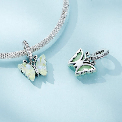 Green Butterfly charm 925 Sterling Silver Charm, Butterfly Charm Bracelet Necklace Charm, 925 Butterfly Charm, Butterfly gift