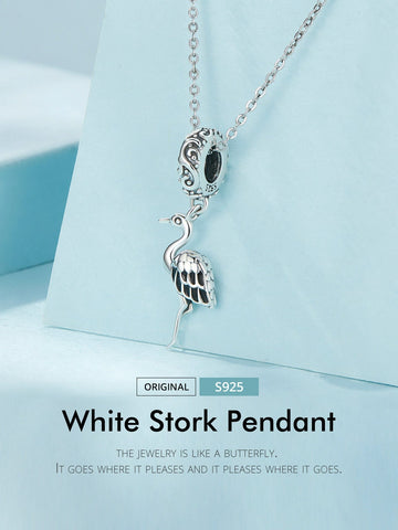 Stork Charm, Bird charm, Garden Charms 925 Silver Charm European style Bracelet , Necklace Charm, 925 Charm, Gifts for her