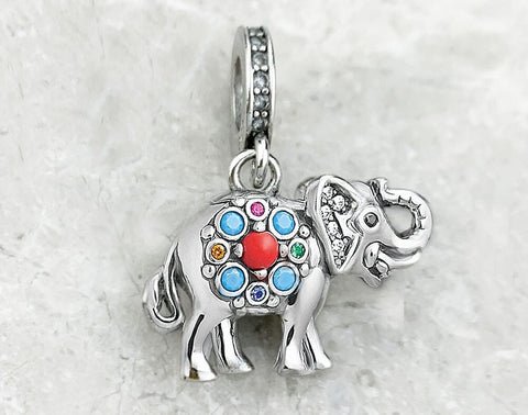 Elephant Charm fit Bracelet, 925 Sterling Silver Heart, Love heart  Jewelry Keepsake Gift Elephant gift