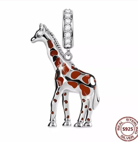 African Giraffe 925 Silver Charm European style Bracelet , Necklace African Giraffe Charm, Giraffe Charm, 925 Charm