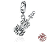 Violin charm ,925 Sterling Silver Violin Shape Charms 925 Silver Charm European style Bracelet , Necklace Charm, 925 Charm, Gifts for her