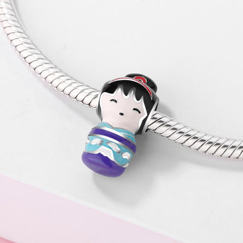 Anime charm Japanese Geisha Enamel Bead Charm Japanese Culture Charm,Japan Charm, Patriotic Jewelry, Japanese Culture Charm