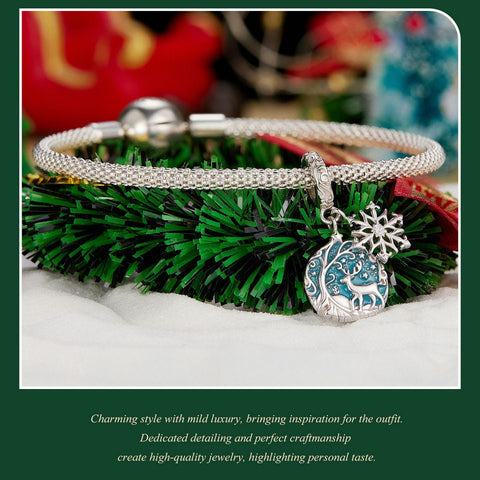 Snowflake charm Glow in the Dark Charm European style Bracelet, 925 Sterling Silver,  snowflake Keepsake, Christmas Charm