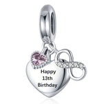 Engraved "Happy 21st Birthday", 21st Birthday charm 925 Sterling Silver Landmark Birthday Fits all Charm Bracelets Heart charm