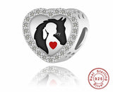 Heart Charm Girl and her Horse Charm Love Horses charm 925 Silver Charm European style Bracelet , Necklace Charm, 925 Charm