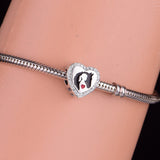 Heart Charm Girl and her Horse Charm Love Horses charm 925 Silver Charm European style Bracelet , Necklace Charm, 925 Charm