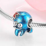 Blue Octopus Charm European style Bracelets, 925 Sterling Silver, Ocean Sea Octopus Jewelry, Dangle Charm Pendant Octopus Trendy Ocean Gift