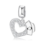 Nurse Hat Charm Love Nurse Charm 925 Sterling Silver-Nurse Appreciation-Thank You-Nurse Jewelry Gifts