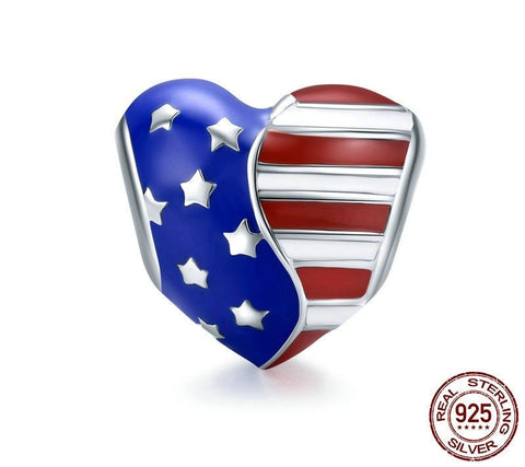 USA Flag heart Charm American Patriotic Charm, Patriotic Jewelry,4th of July,Memorial Day,Veterans Day,USA Gift, Love USA charm