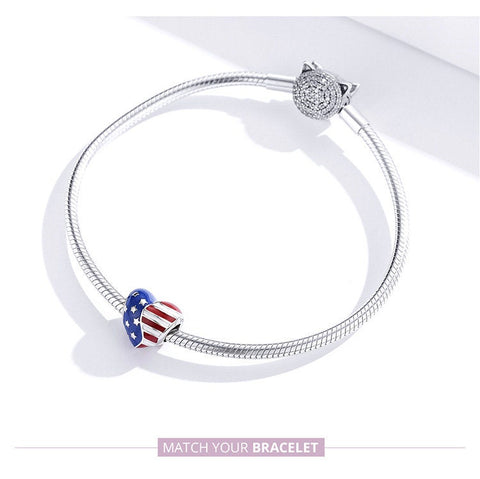 USA Flag heart Charm American Patriotic Charm, Patriotic Jewelry,4th of July,Memorial Day,Veterans Day,USA Gift, Love USA charm