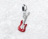 Guitar charm ,925 Sterling Silver Rock Guitar Shape Charms 925 Silver Charm European style Bracelet , Necklace Charm, 925 Charm