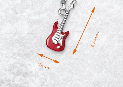 Guitar charm ,925 Sterling Silver Rock Guitar Shape Charms 925 Silver Charm European style Bracelet , Necklace Charm, 925 Charm