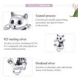 White Cat Charm European style Bracelets, 925 Sterling Silver, Cat Jewelry, Cat Mom/Lover Gift, Cat Memorial Gift, Cat Keepsake