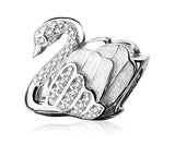 Swan Charm European style Bracelets, 925 Sterling Silver, Swallow Jewelry, Winter Swan Gift, Swan Bracelet Charm Austrian zircons