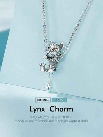 Lynx Cat Charm European style Bracelets, 925 Sterling Silver, Cat Jewelry, Cat Mom/Lover Gift, Cat Memorial Gift, Cat Keepsake