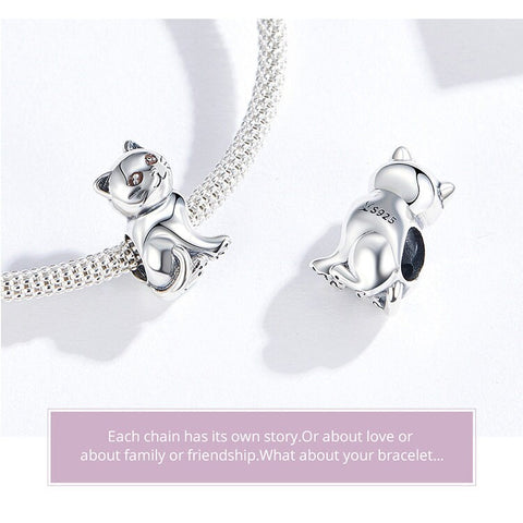 Cute Baby Cat Charm European style Bracelets, 925 Sterling Silver, Kitten Charm, Cat Mom/Lover Gift, Cat Memorial Gift, Cat Keepsake